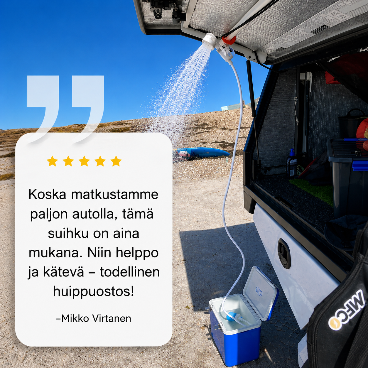 Kannettava vesipumppu: Sarja letkulla ja suuttimella